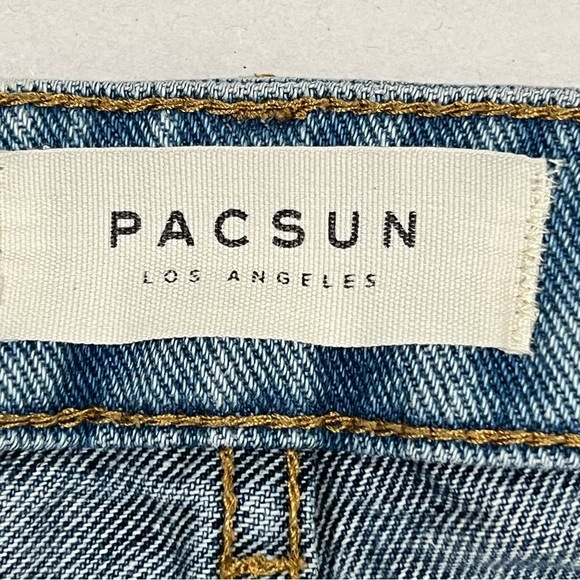 Pacsun Straight Two Tone Button Fly Raw Hem Mom Jeans - Picture 2 of 8